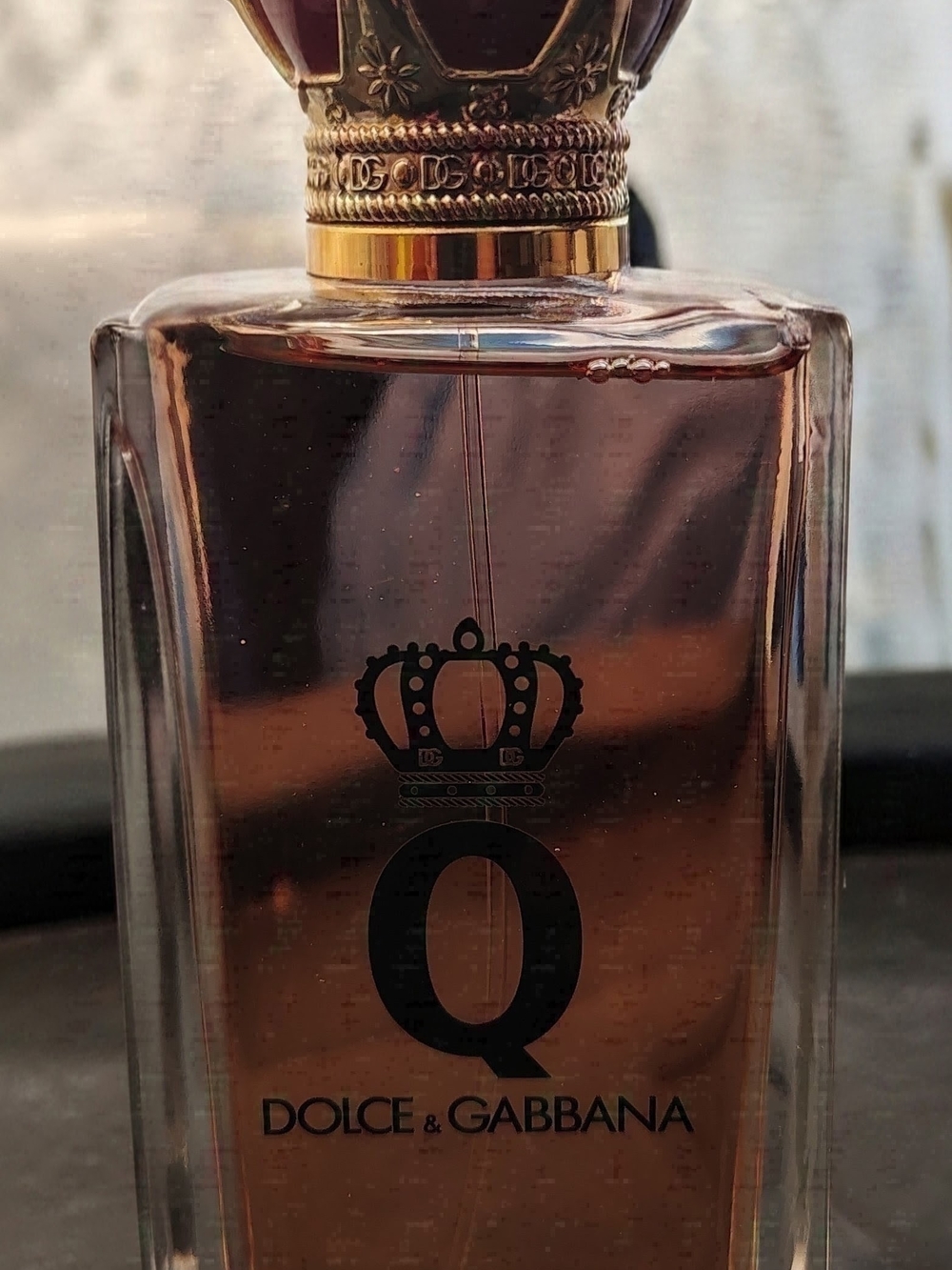 Dolce & Gabbana Amber Glass Accent Bottle with Gold Crown Cap